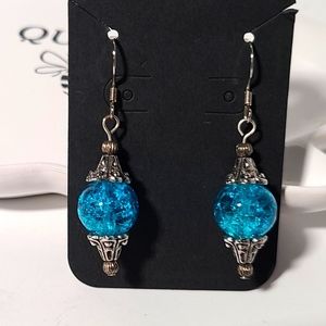 Silver Tone Beautiful Blue Earrings. Hand made, never used.